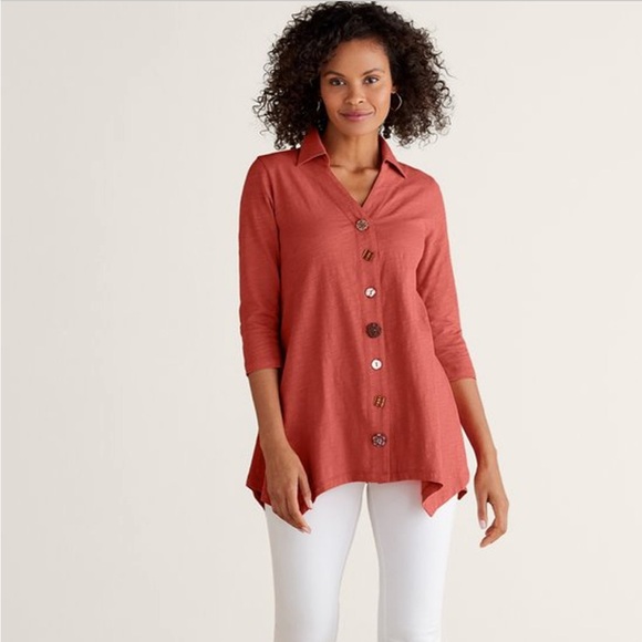 Soft Surroundings Tops - Soft Surroundings Mixed Button Danielle Tunic